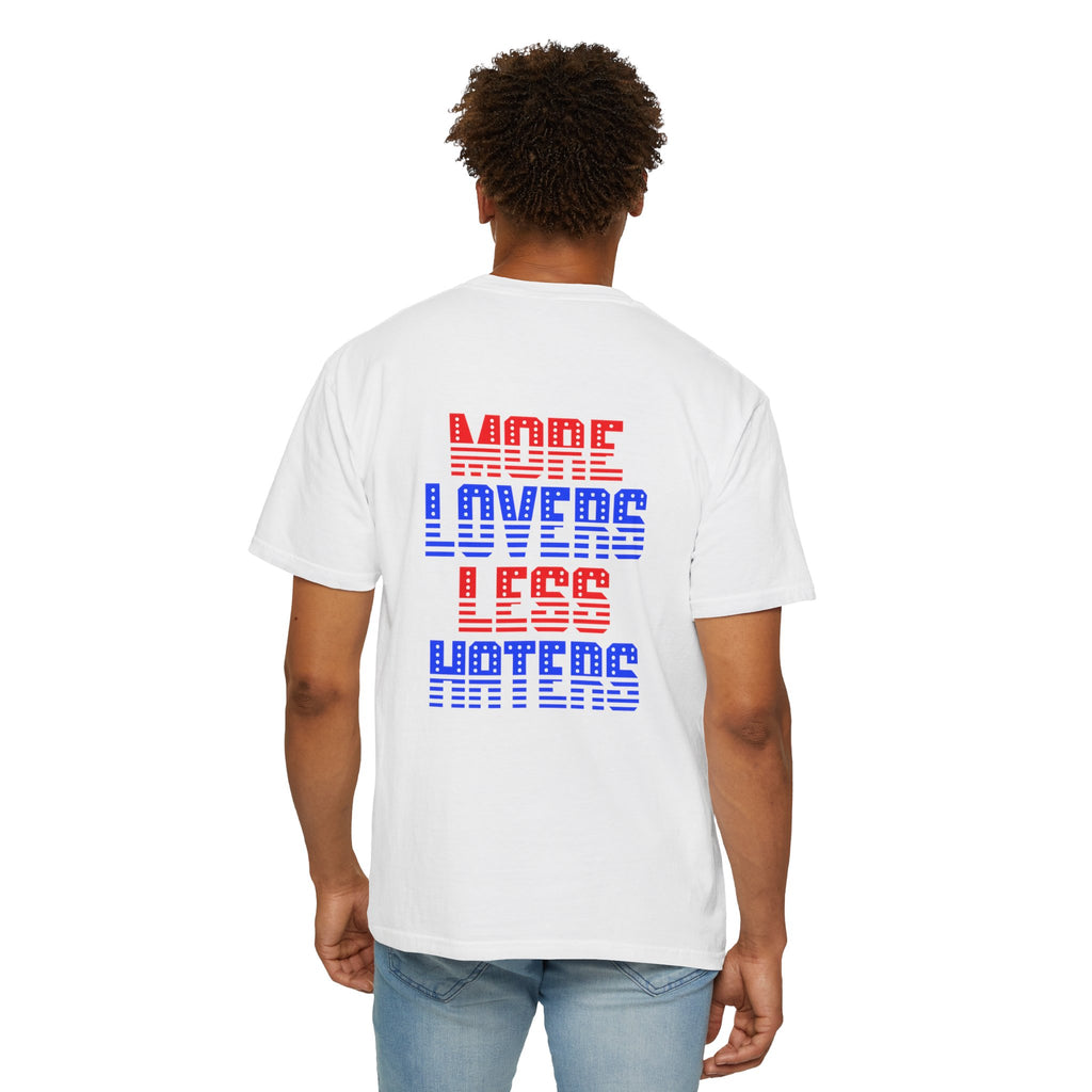 Patriotic 'More Lovers Less Haters' Graphic T-Shirt